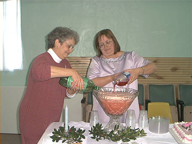 Jane Thomas and Linda Jones (L to R) Making the Mix